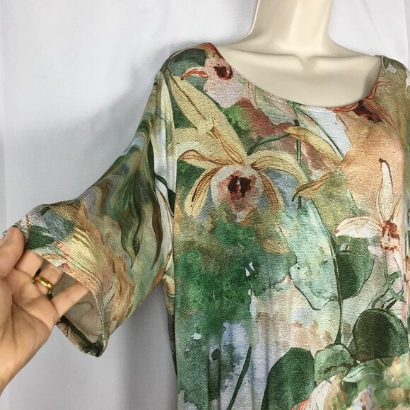 Soft Surroundings Vivienne Floral Print Paneled Colorful Maxi Dress Plus Size 1X - Picture 7 of 16